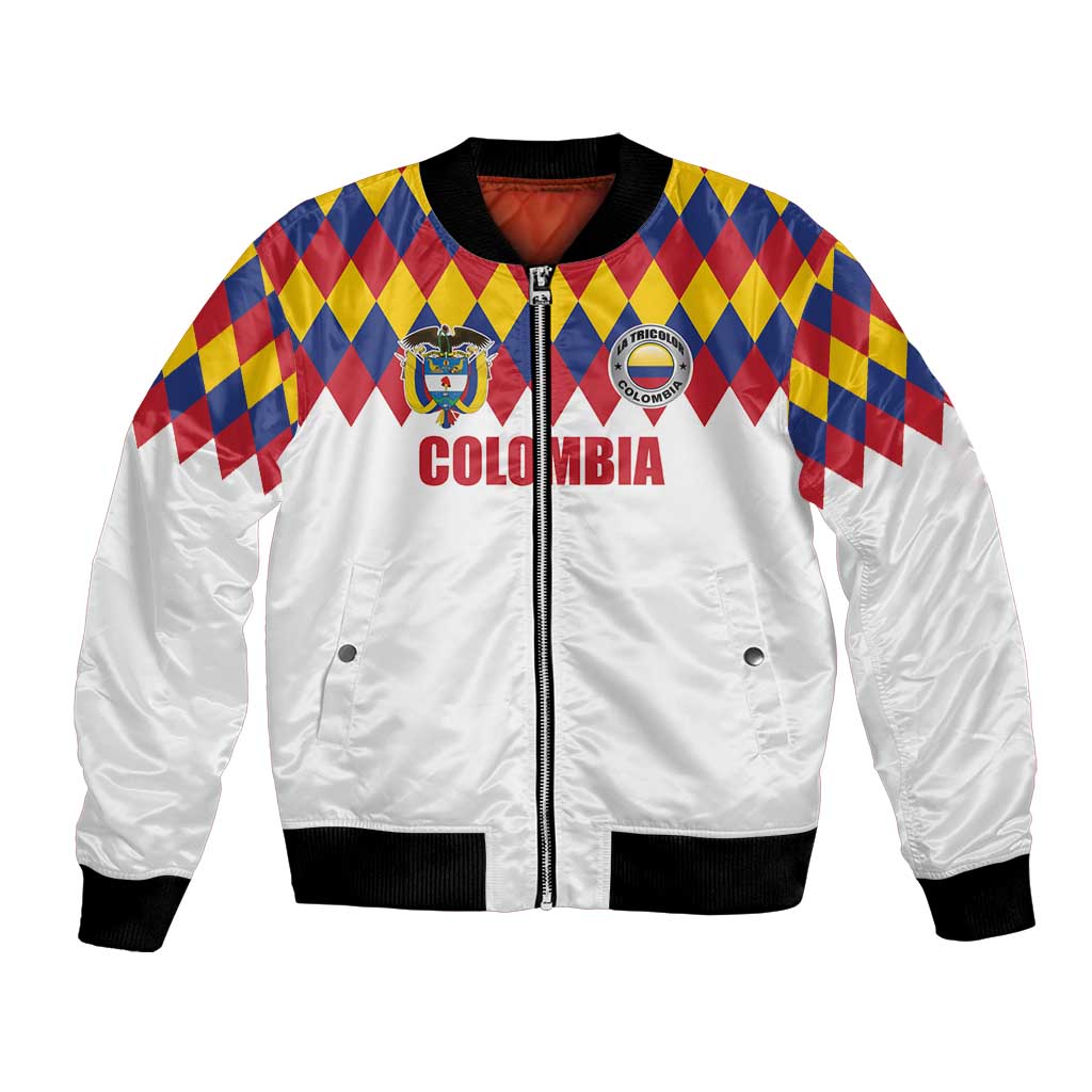 Custom Colombia Football Bomber Jacket Retro White Style