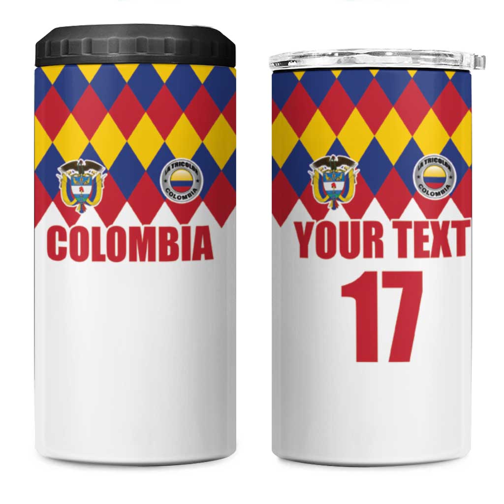 Custom Colombia Football 4 in 1 Can Cooler Tumbler Retro White Style