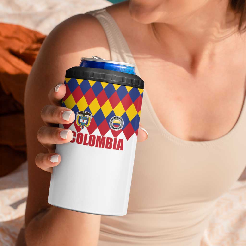 Custom Colombia Football 4 in 1 Can Cooler Tumbler Retro White Style