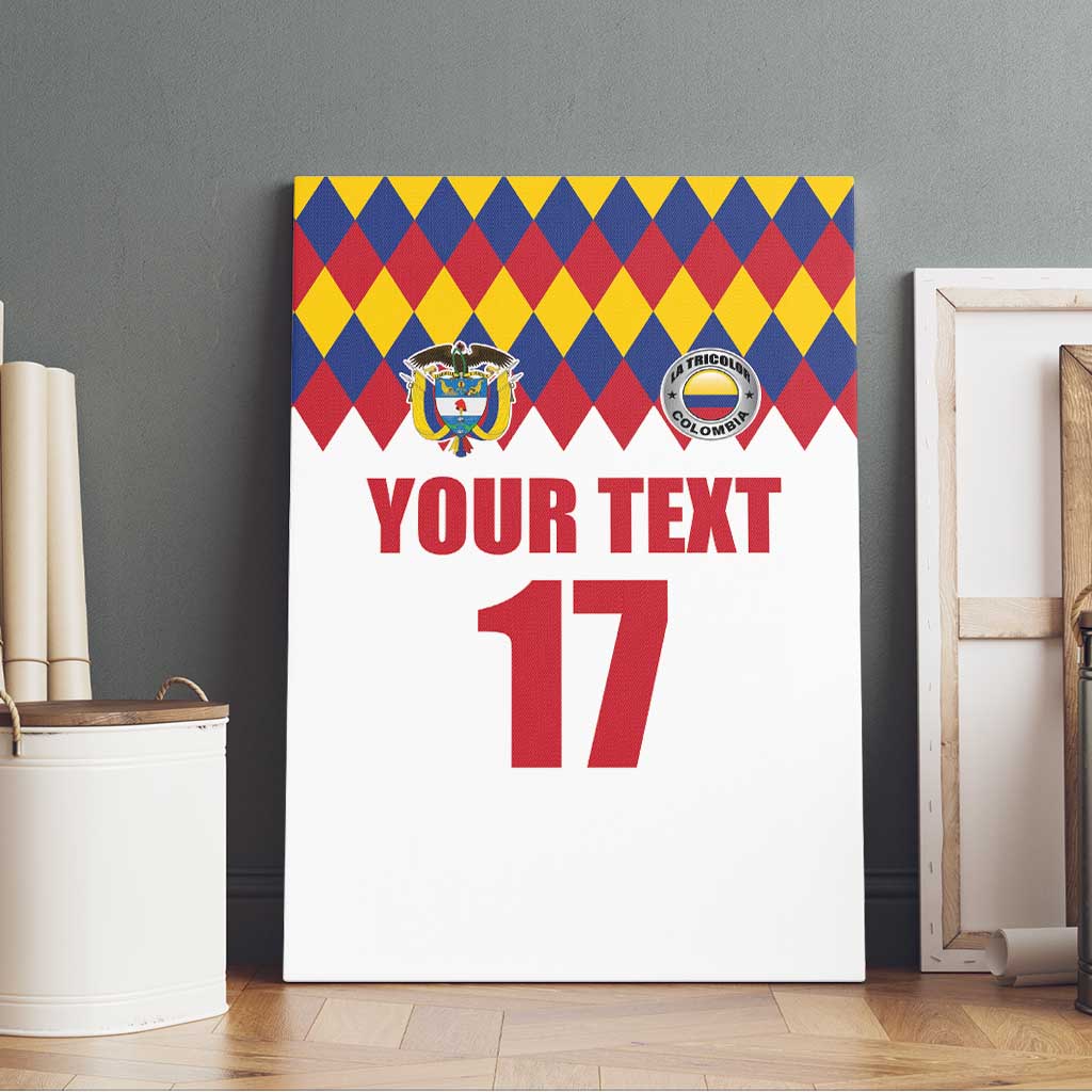 Custom Colombia Football Canvas Wall Art Retro White Style