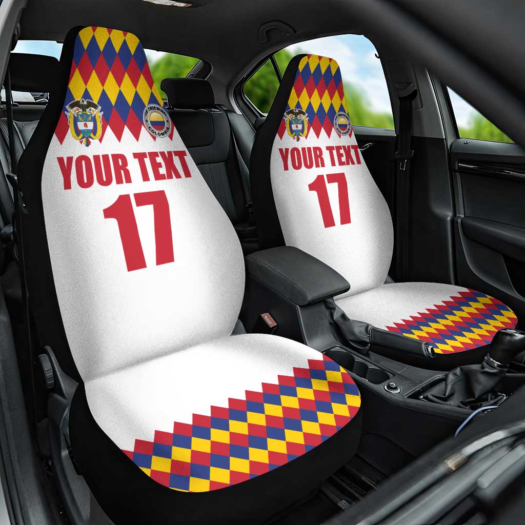 Custom Colombia Football Car Seat Cover Retro White Style