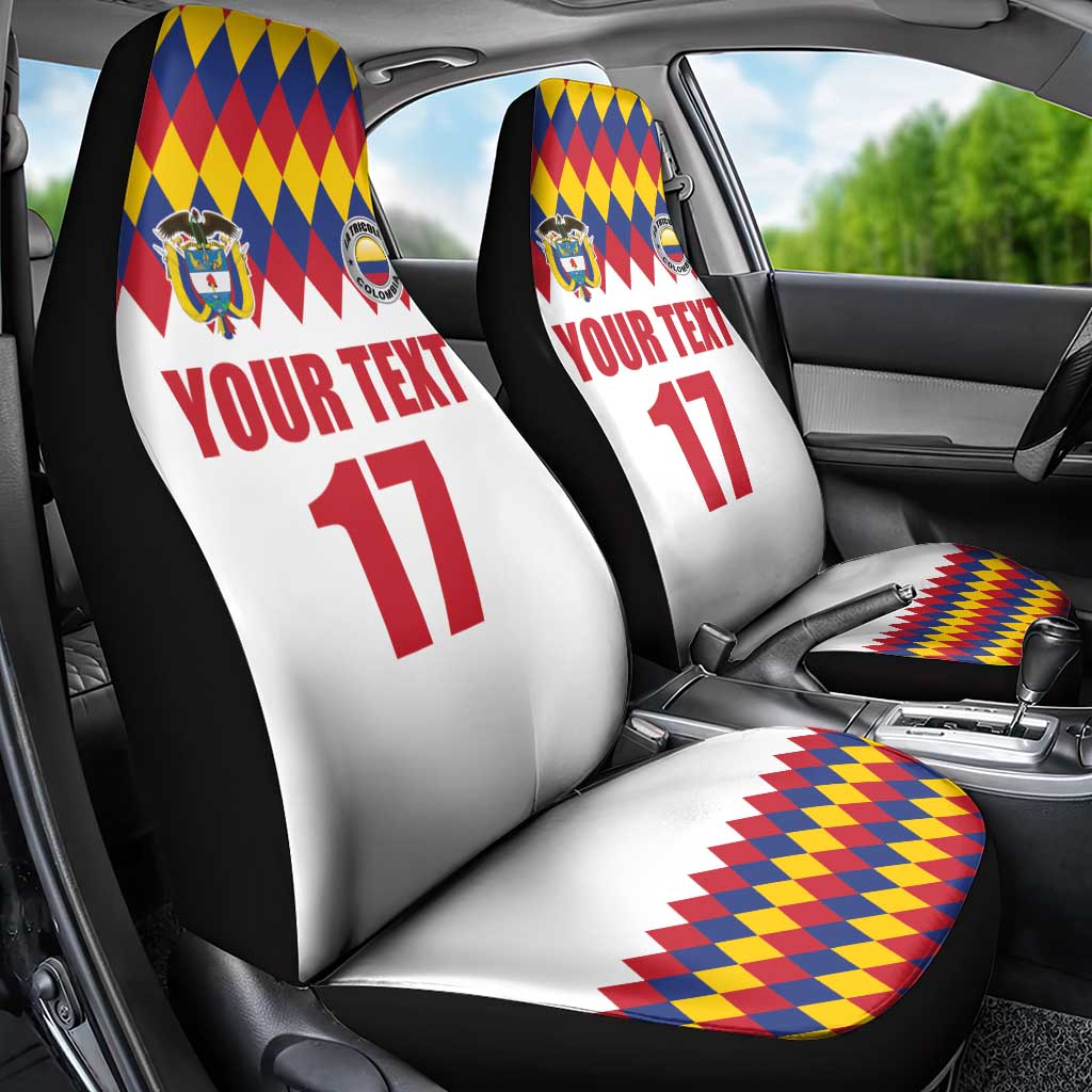 Custom Colombia Football Car Seat Cover Retro White Style