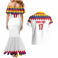 Custom Colombia Football Couples Matching Mermaid Dress and Hawaiian Shirt Retro White Style