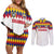 Custom Colombia Football Couples Matching Off Shoulder Short Dress and Long Sleeve Button Shirt Retro White Style