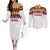 Custom Colombia Football Couples Matching Off The Shoulder Long Sleeve Dress and Long Sleeve Button Shirt Retro White Style