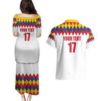 Custom Colombia Football Couples Matching Puletasi and Hawaiian Shirt Retro White Style