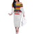 Custom Colombia Football Family Matching Off The Shoulder Long Sleeve Dress and Hawaiian Shirt Retro White Style
