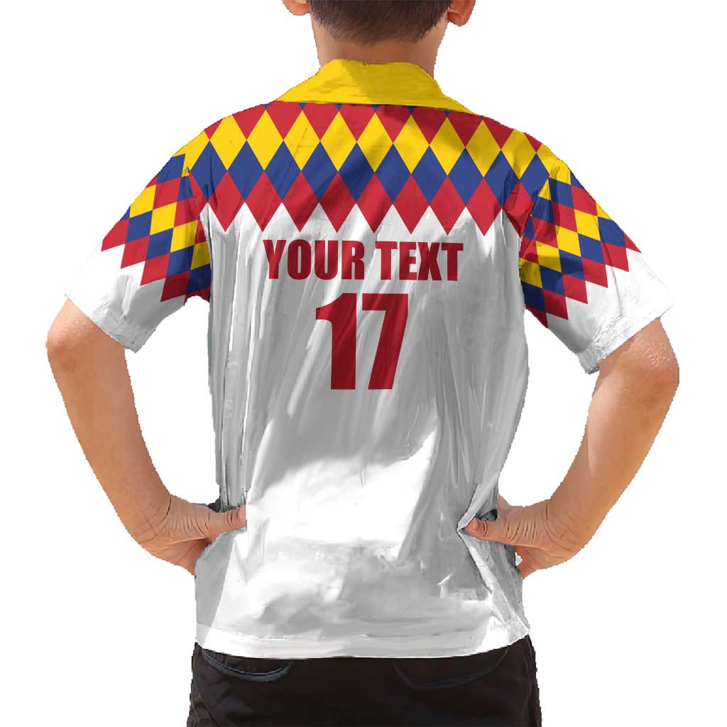 Custom Colombia Football Family Matching Off Shoulder Maxi Dress and Hawaiian Shirt Retro White Style