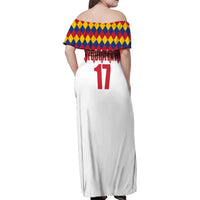 Custom Colombia Football Family Matching Off Shoulder Maxi Dress and Hawaiian Shirt Retro White Style