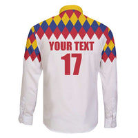 Custom Colombia Football Family Matching Off Shoulder Short Dress and Hawaiian Shirt Retro White Style