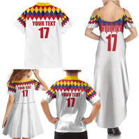 Custom Colombia Football Family Matching Summer Maxi Dress and Hawaiian Shirt Retro White Style
