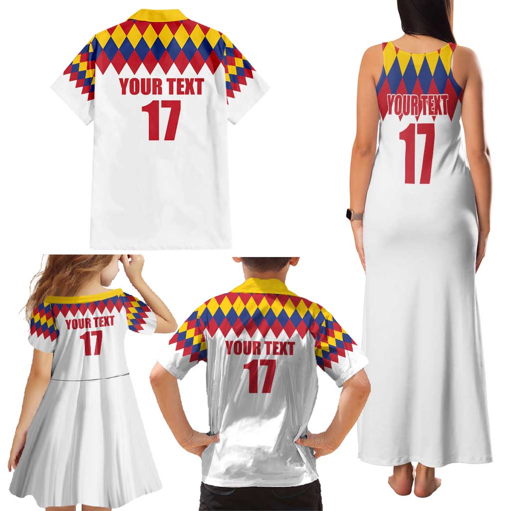 Custom Colombia Football Family Matching Tank Maxi Dress and Hawaiian Shirt Retro White Style