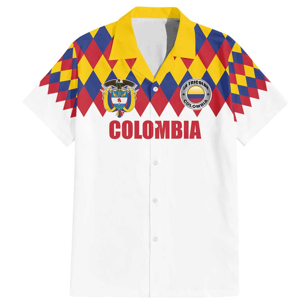 Custom Colombia Football Family Matching Tank Maxi Dress and Hawaiian Shirt Retro White Style
