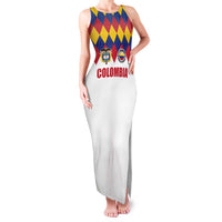 Custom Colombia Football Family Matching Tank Maxi Dress and Hawaiian Shirt Retro White Style