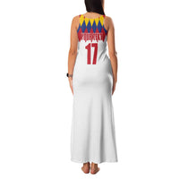 Custom Colombia Football Family Matching Tank Maxi Dress and Hawaiian Shirt Retro White Style