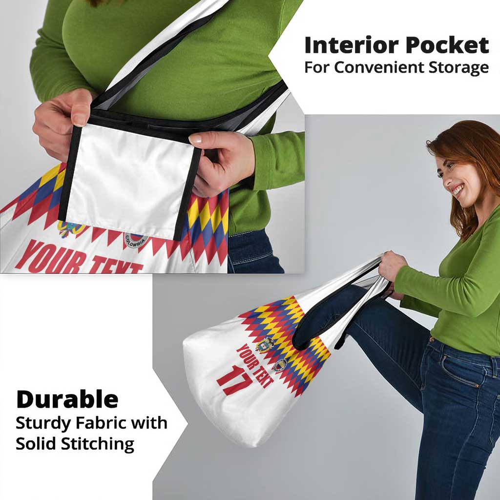 Custom Colombia Football Grocery Bag Retro White Style