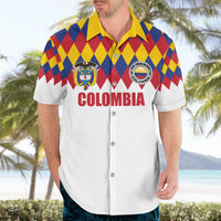 Custom Colombia Football Hawaiian Shirt Retro White Style