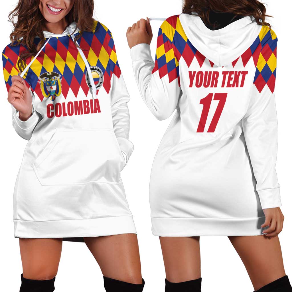 Custom Colombia Football Hoodie Dress Retro White Style