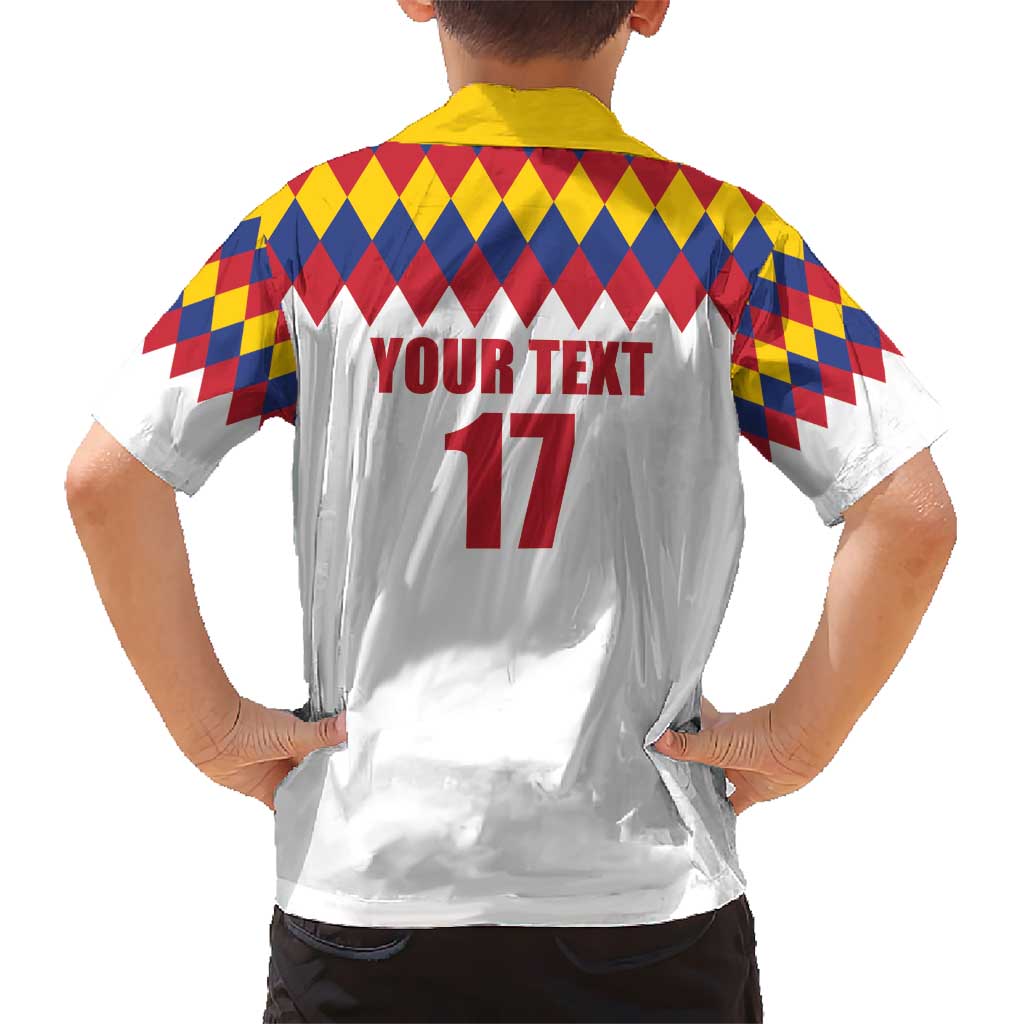 Custom Colombia Football Kid Hawaiian Shirt Retro White Style