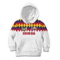 Custom Colombia Football Kid Hoodie Retro White Style
