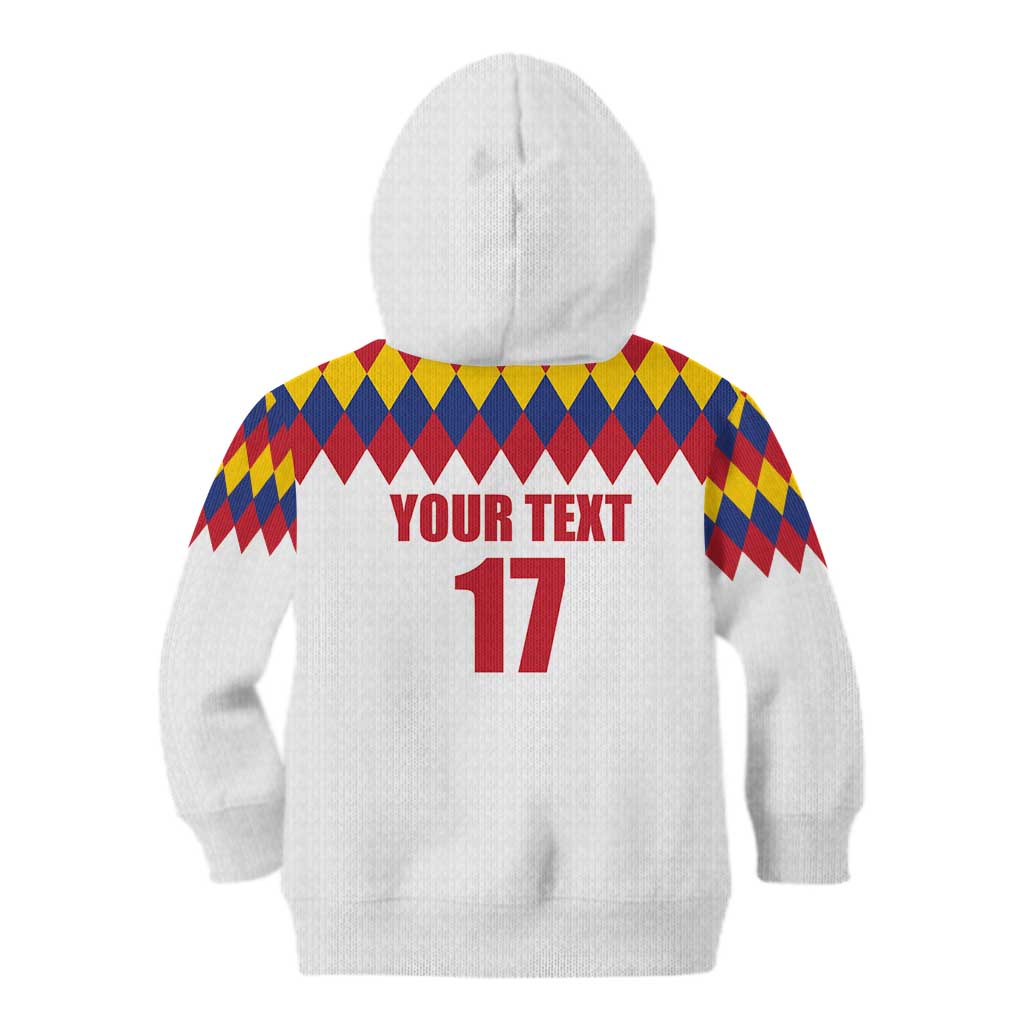 Custom Colombia Football Kid Hoodie Retro White Style