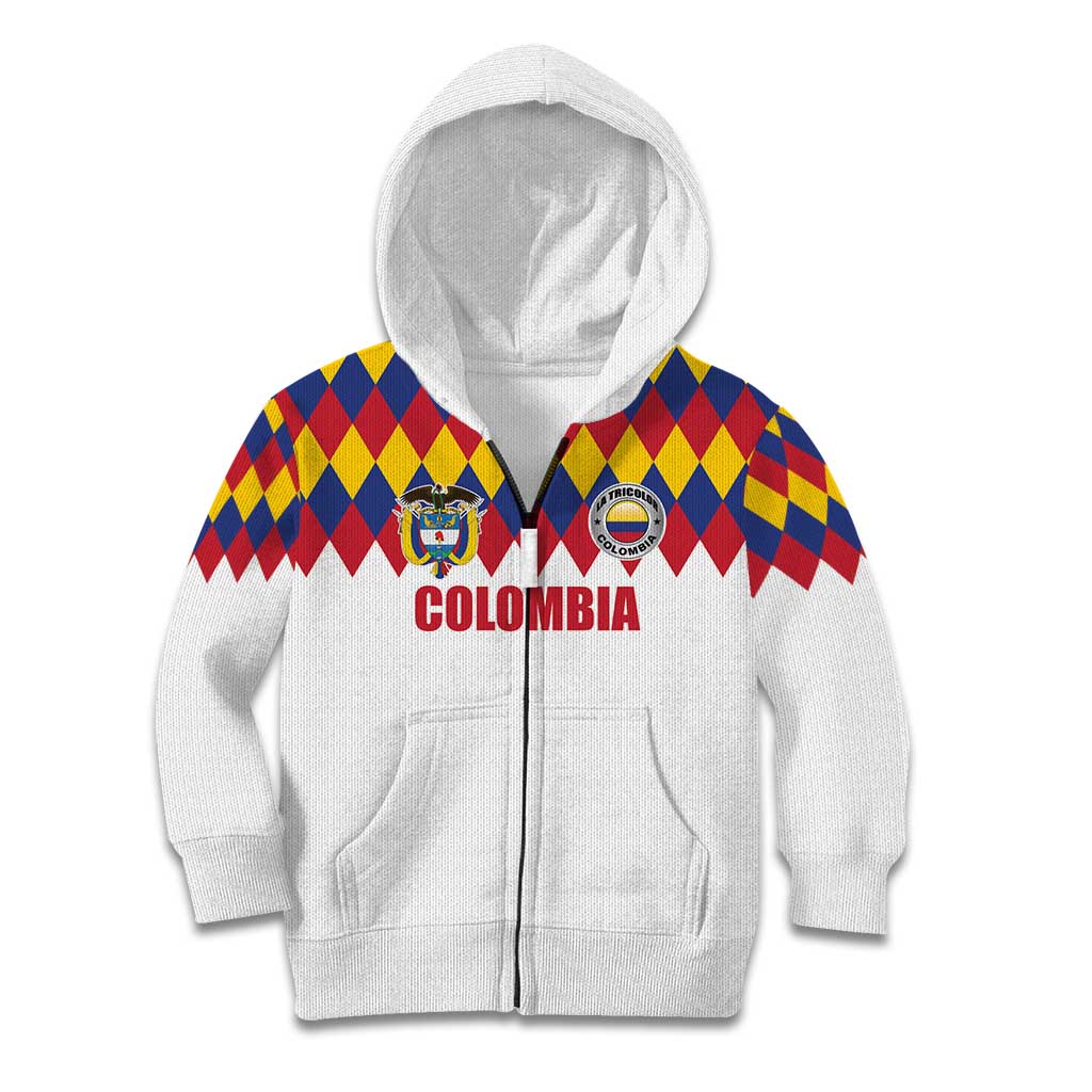 Custom Colombia Football Kid Hoodie Retro White Style