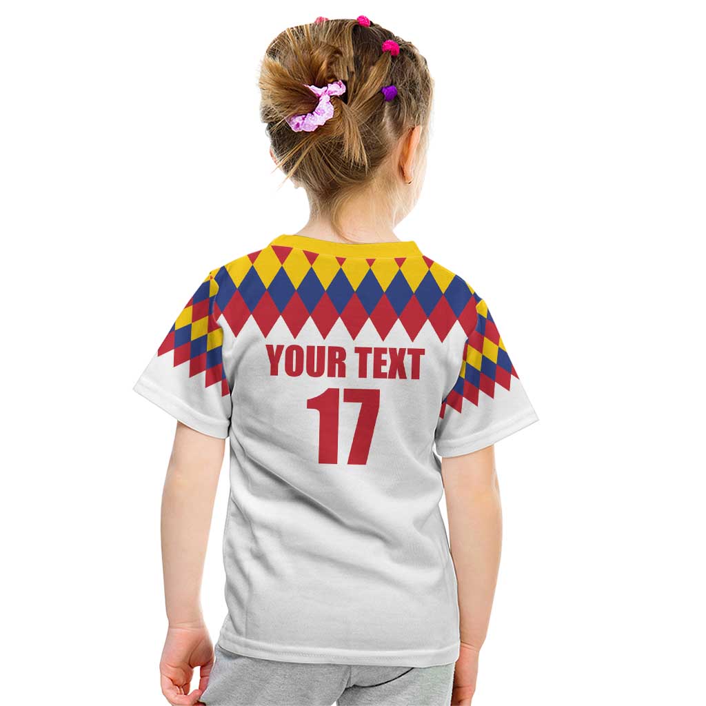Custom Colombia Football Kid T Shirt Retro White Style