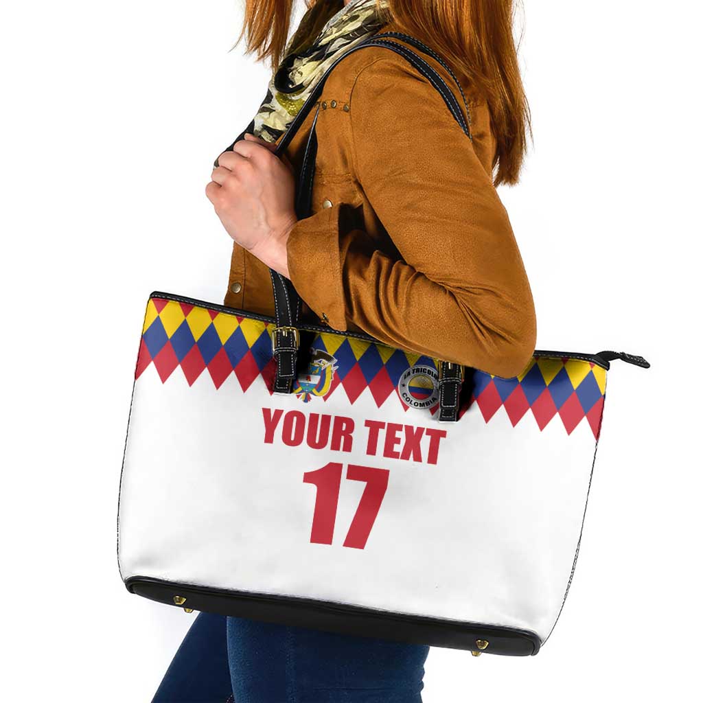 Custom Colombia Football Leather Tote Bag Retro White Style