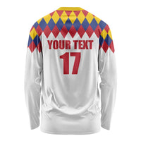Custom Colombia Football Long Sleeve Shirt Retro White Style
