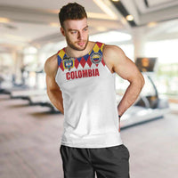 Custom Colombia Football Men Tank Top Retro White Style