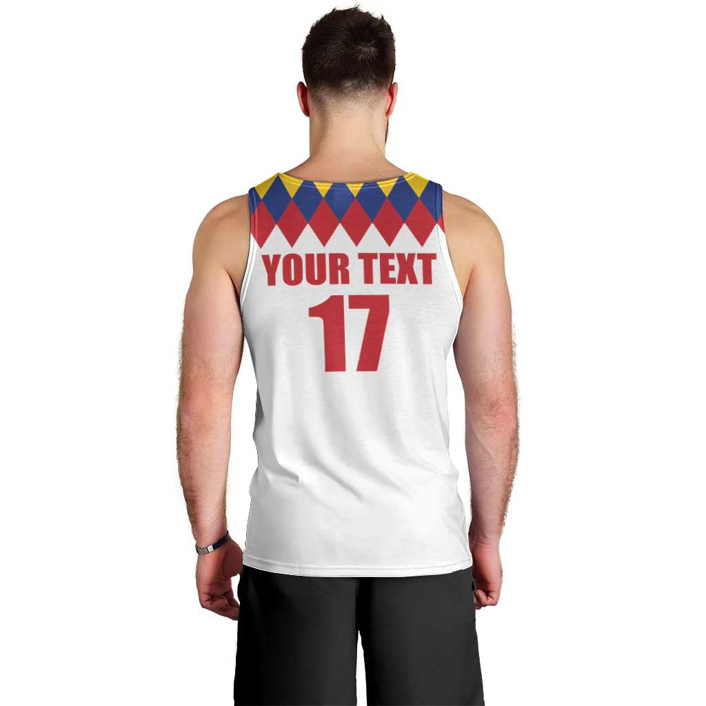 Custom Colombia Football Men Tank Top Retro White Style