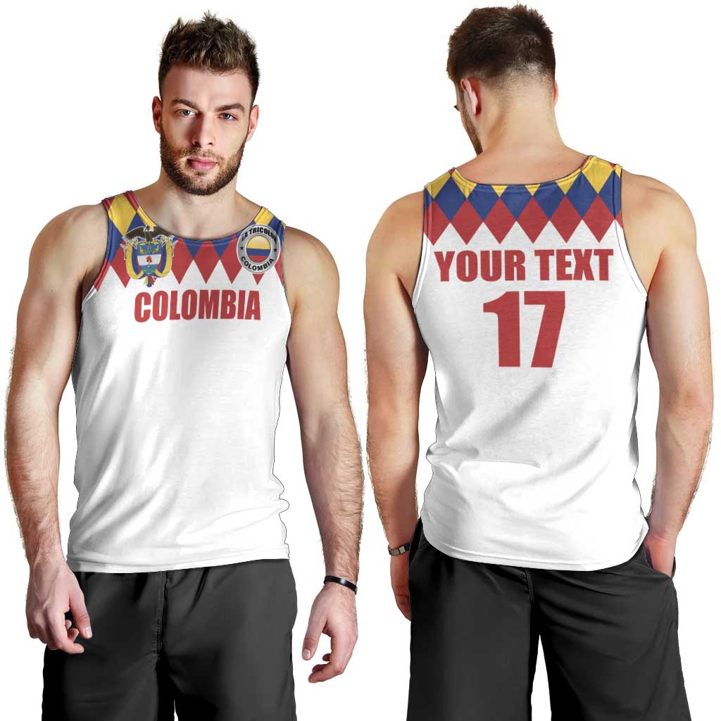 Custom Colombia Football Men Tank Top Retro White Style