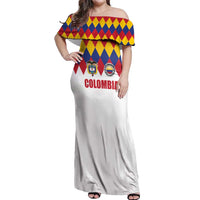 Custom Colombia Football Off Shoulder Maxi Dress Retro White Style