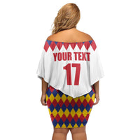 Custom Colombia Football Off Shoulder Short Dress Retro White Style
