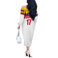 Custom Colombia Football Off The Shoulder Long Sleeve Dress Retro White Style