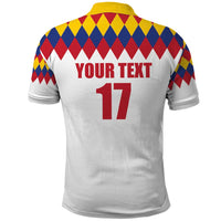 Custom Colombia Football Polo Shirt Retro White Style
