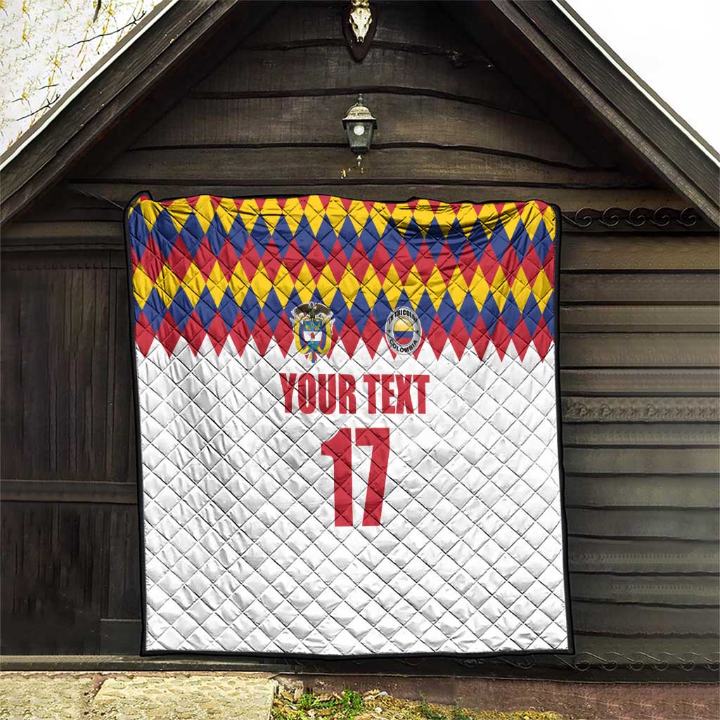 Custom Colombia Football Quilt Retro White Style