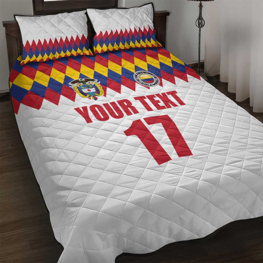 Custom Colombia Football Quilt Bed Set Retro White Style