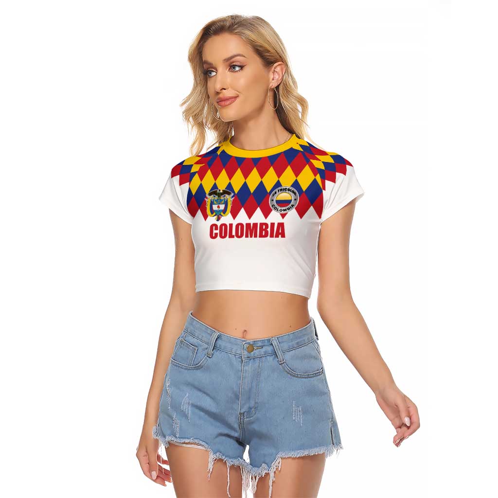 Custom Colombia Football Raglan Cropped T Shirt Retro White Style