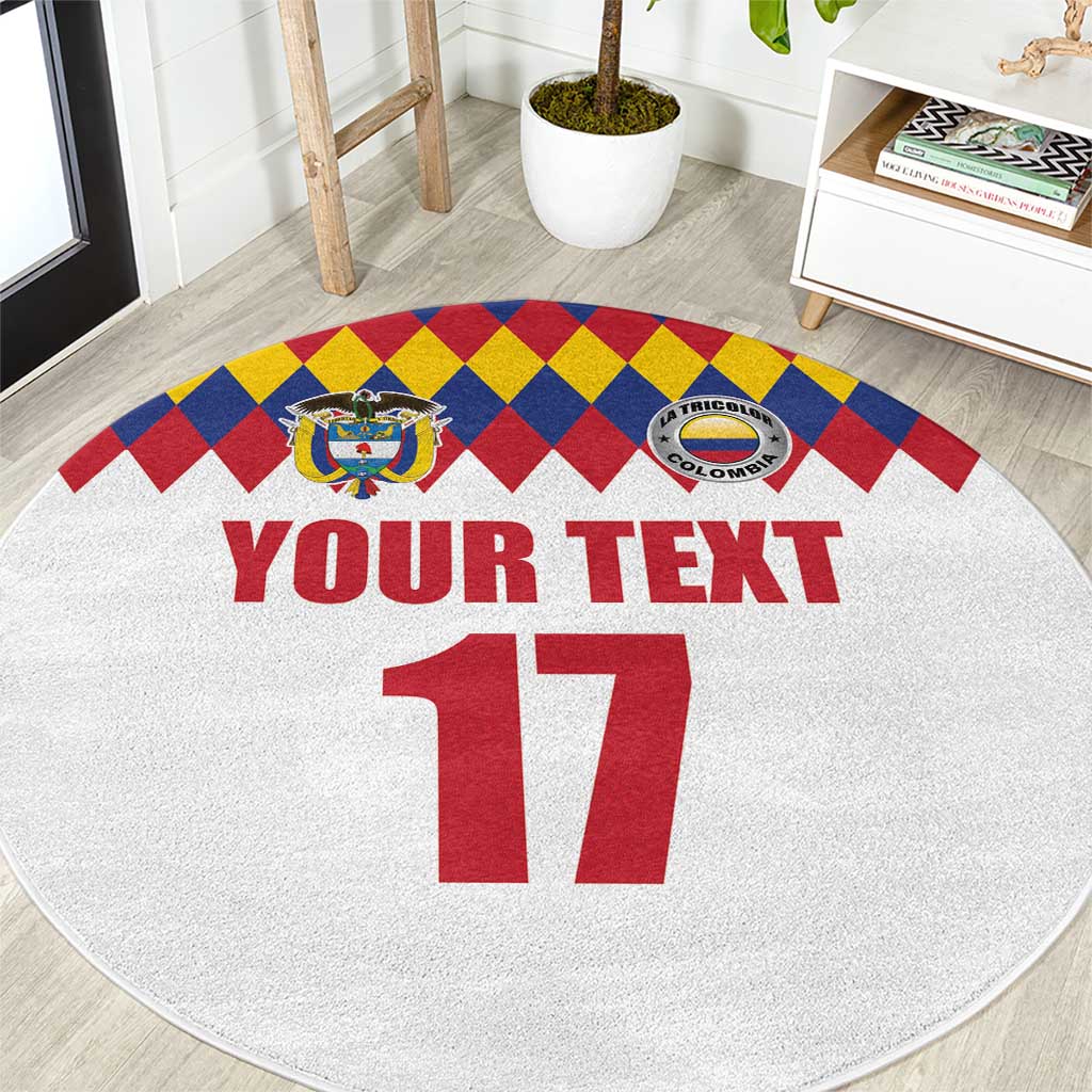 Custom Colombia Football Round Carpet Retro White Style