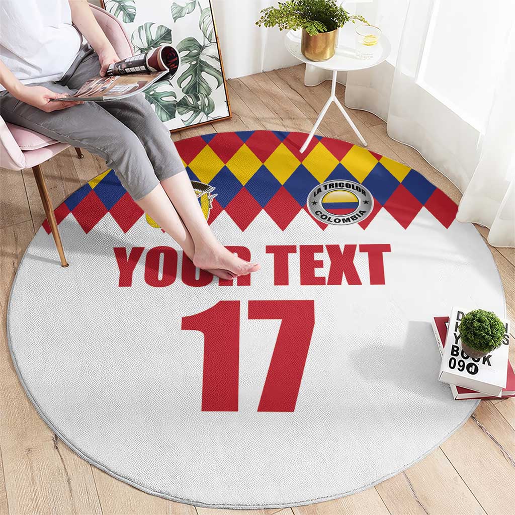 Custom Colombia Football Round Carpet Retro White Style