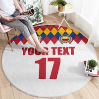 Custom Colombia Football Round Carpet Retro White Style