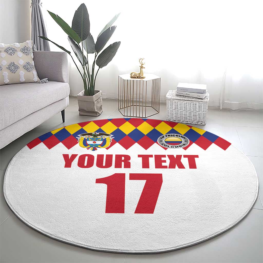 Custom Colombia Football Round Carpet Retro White Style