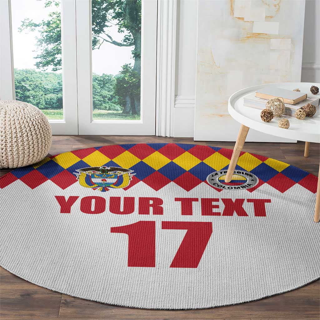 Custom Colombia Football Round Carpet Retro White Style
