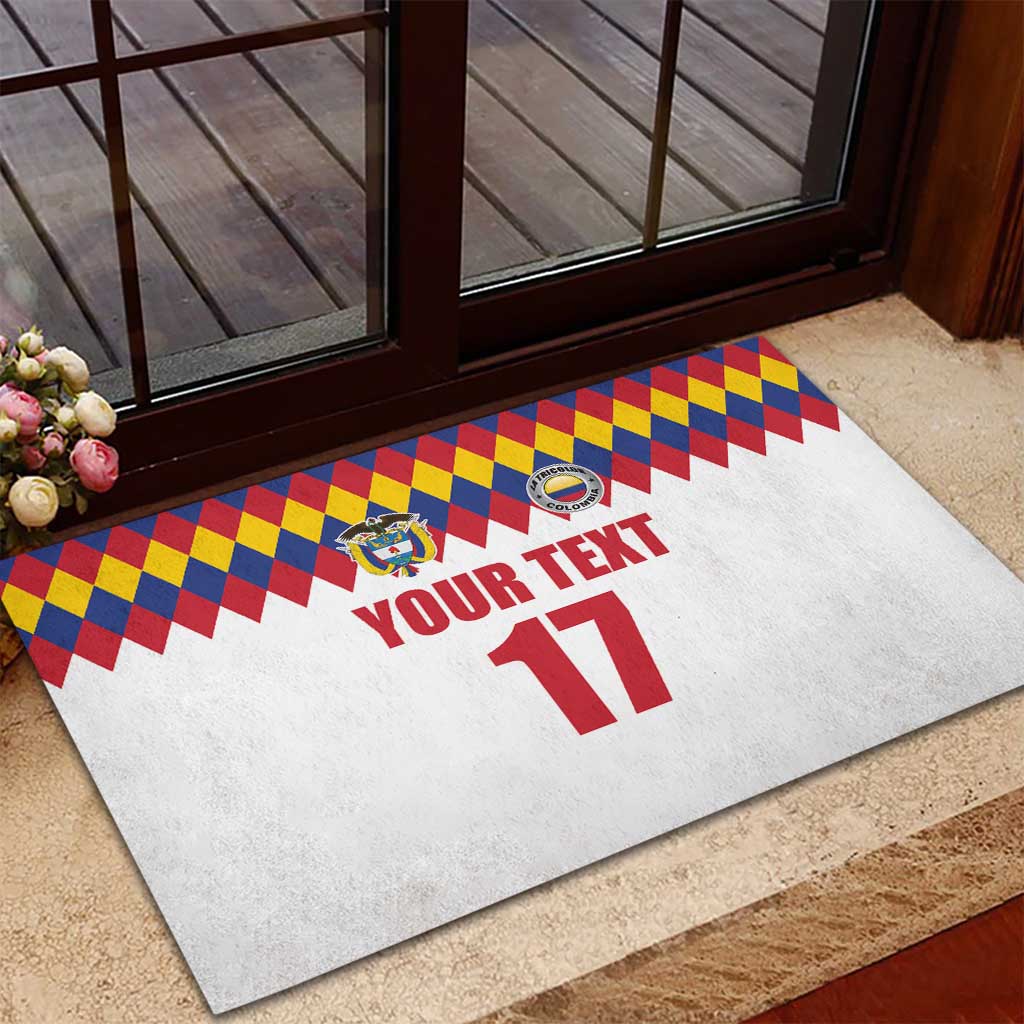 Custom Colombia Football Rubber Doormat Retro White Style
