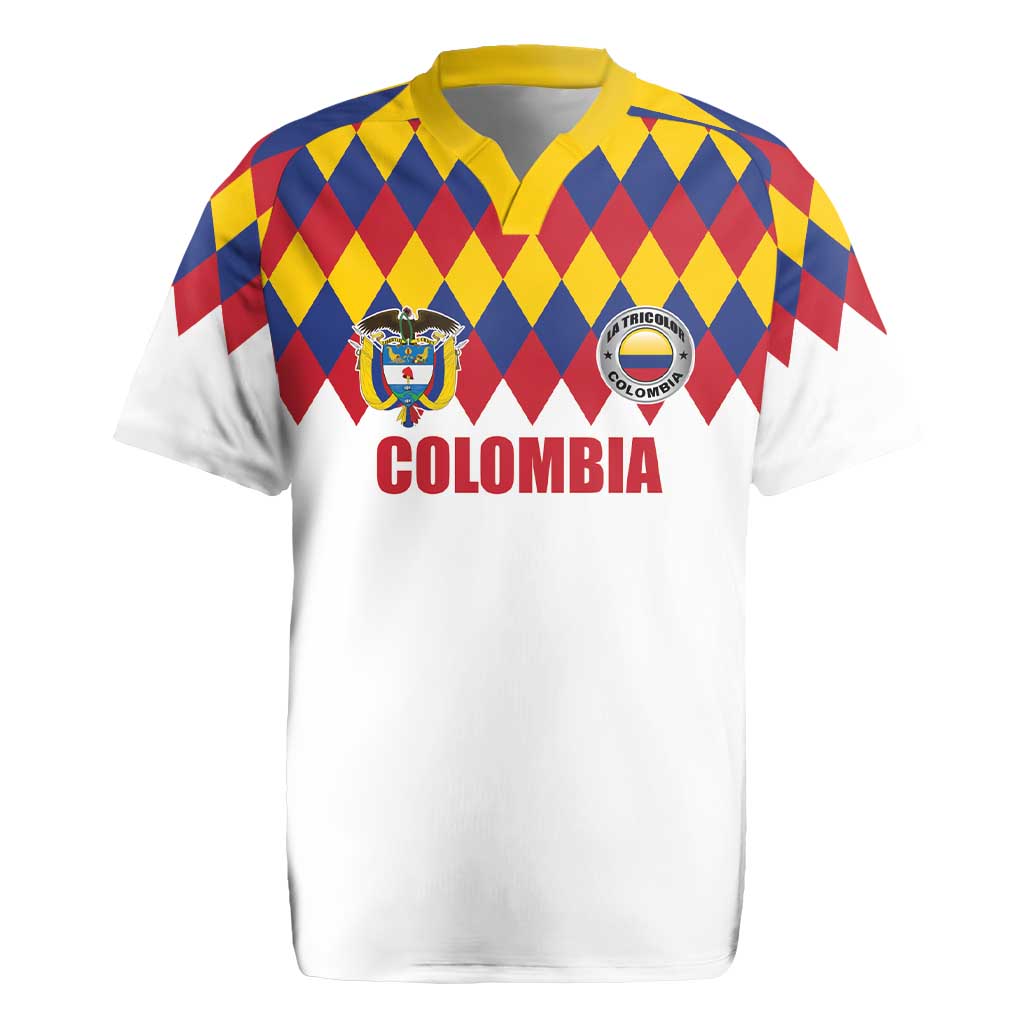 Custom Colombia Football Rugby Jersey Retro White Style