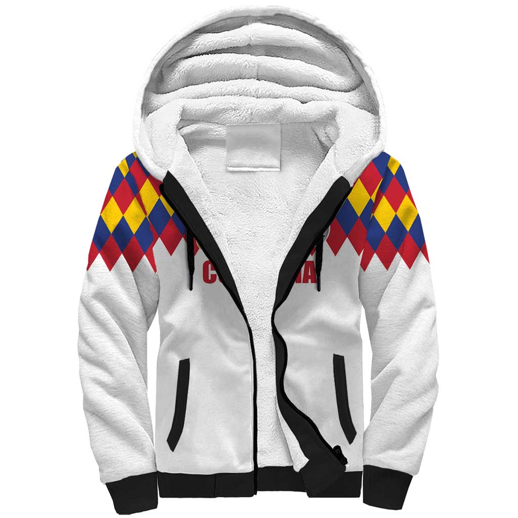 Custom Colombia Football Sherpa Hoodie Retro White Style