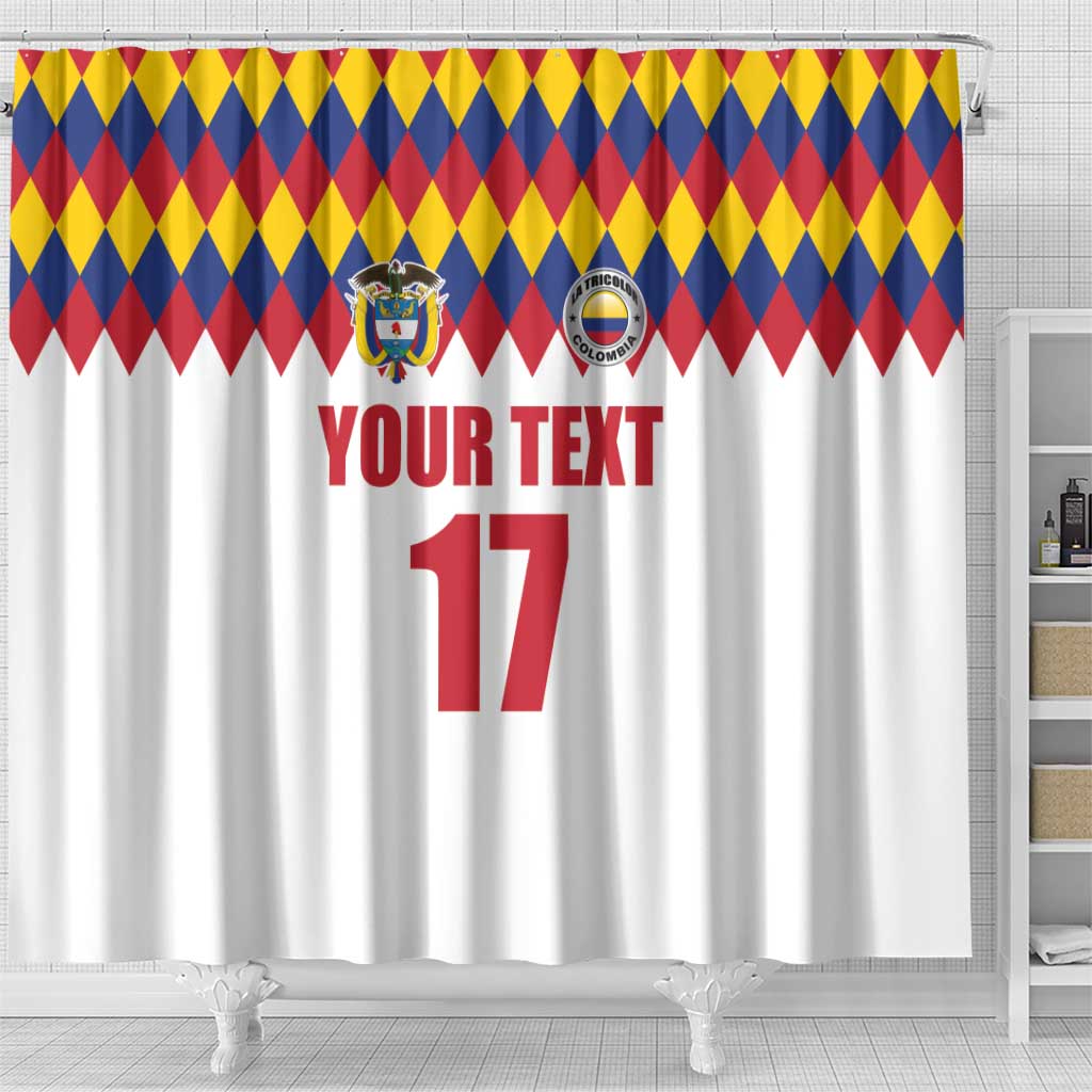 Custom Colombia Football Shower Curtain Retro White Style