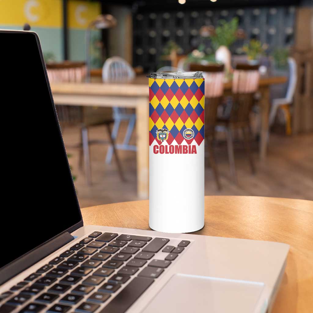 Custom Colombia Football Skinny Tumbler Retro White Style