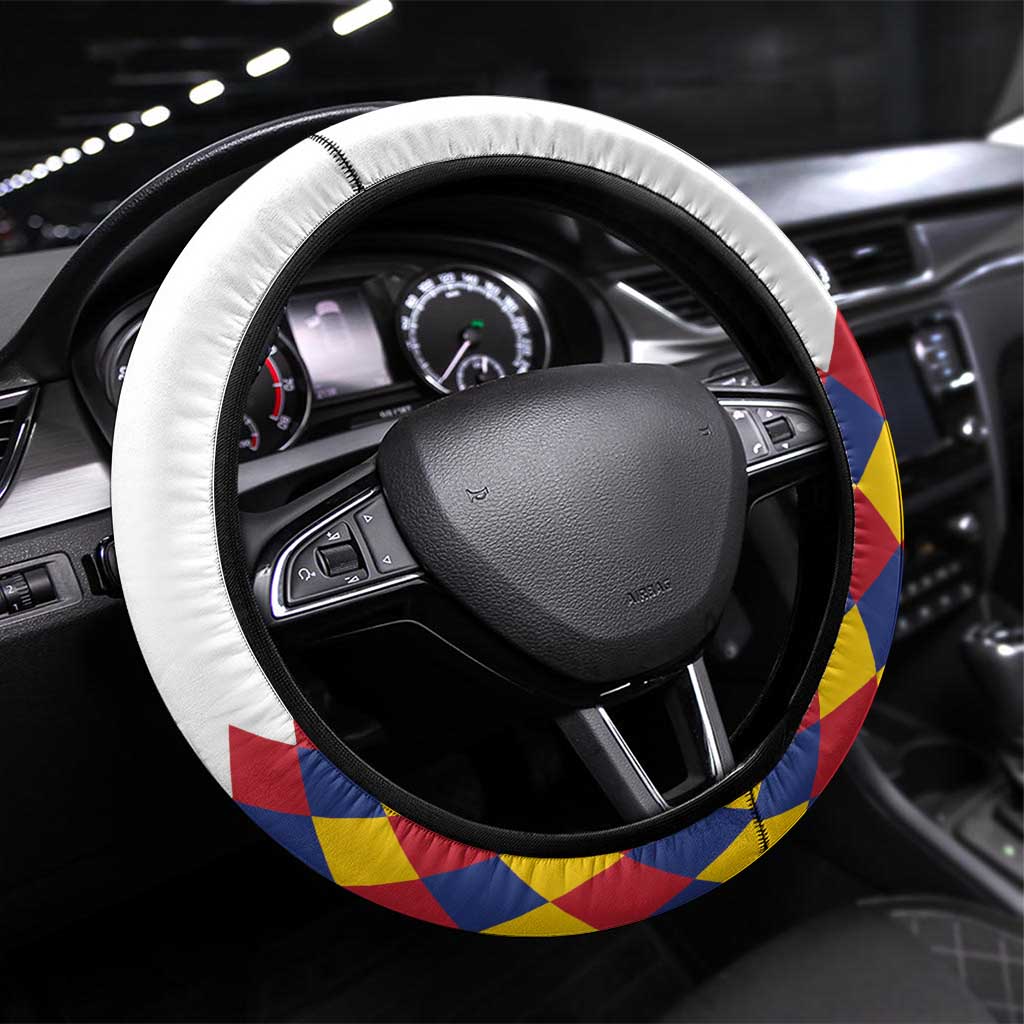 Colombia Football Steering Wheel Cover Retro White Style